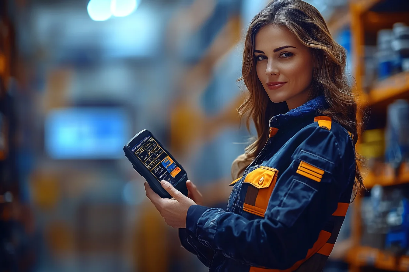 Interfejs aplikacji WMS na urządzeniu Android podczas prezentacji
